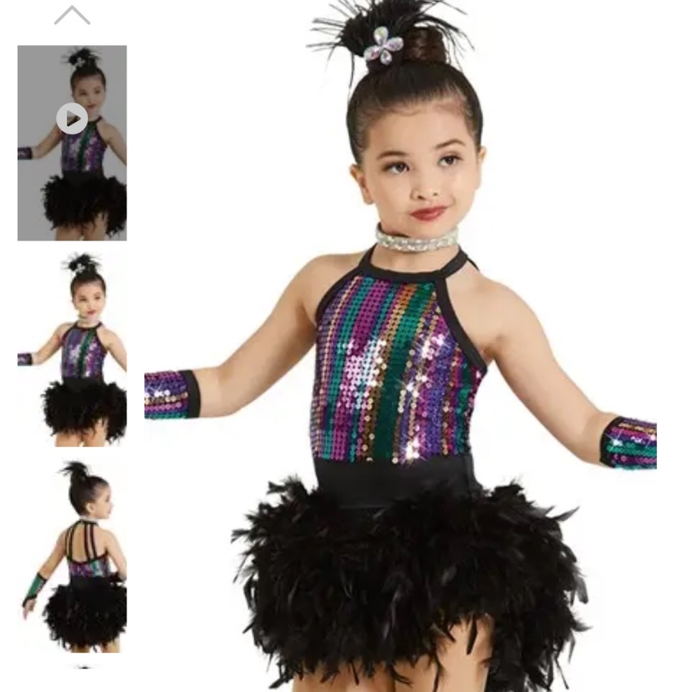 Weissman Silver Screen Multicolor sequin and feather 5 piece set S